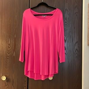 JM Collection bright pink, 3/4 sleeved top.   Size XL.